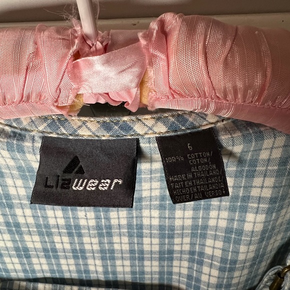 Vintage Lizwear Denim Overalls Dress Plaid Women's Size 6 - Picture 5 of 6